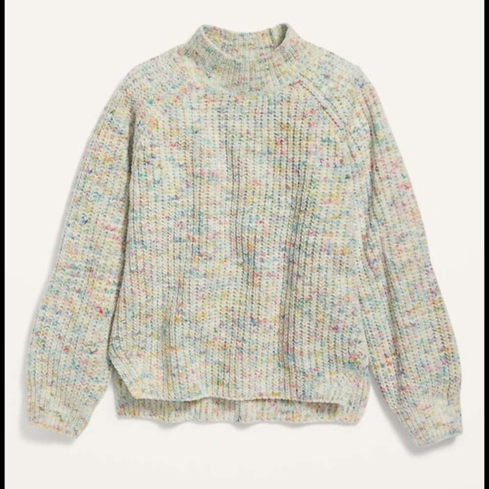 Old Navy Kids Chenille Rainbow Sweater Mock Neck Pullover Multicolor Sz 6/7